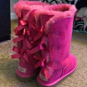Hot Pink Tall Bailey Bow Ugg Boots